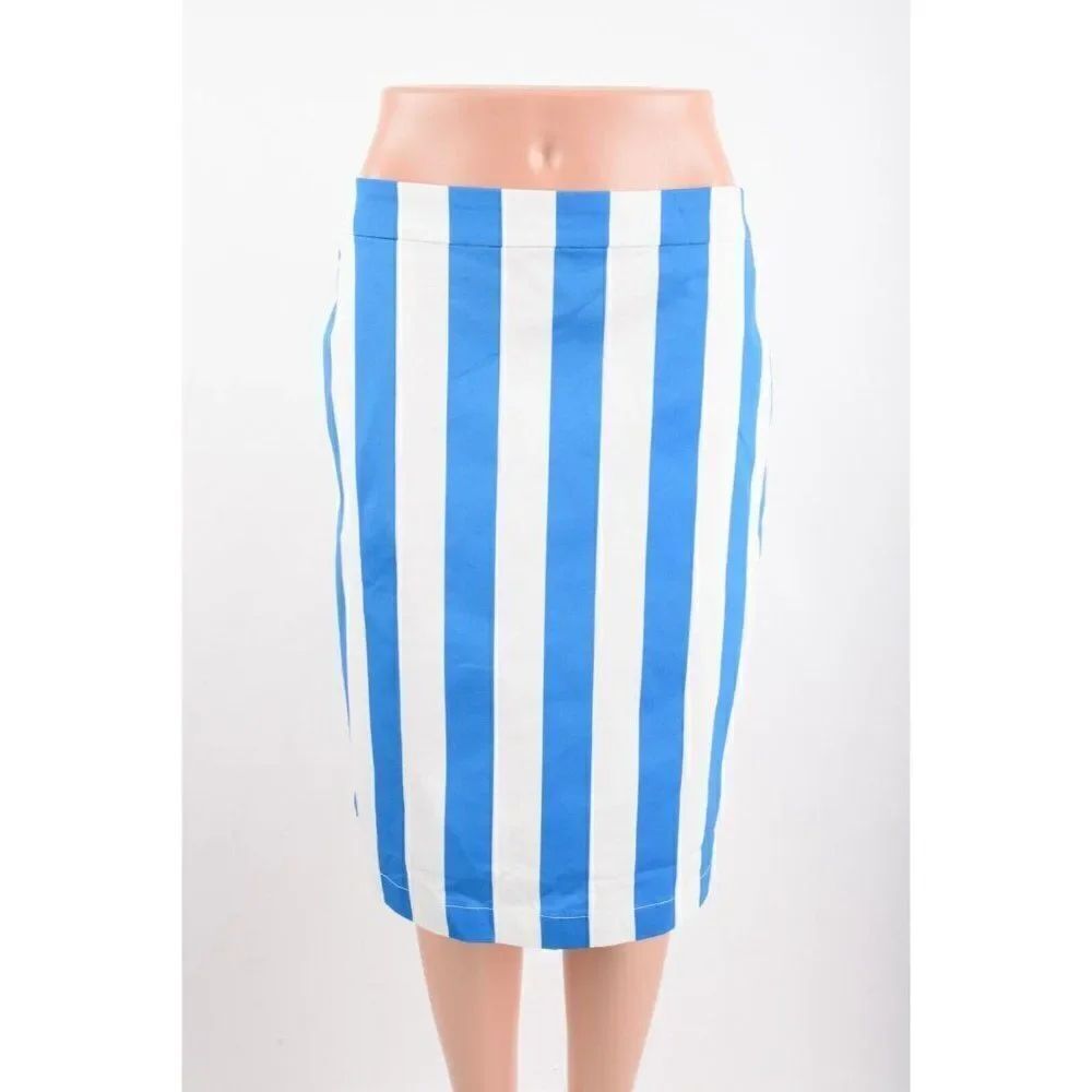 Boden Womens Danby Pull On Skirt UK 12L US 8L 8 Tall Blue White Striped NWT